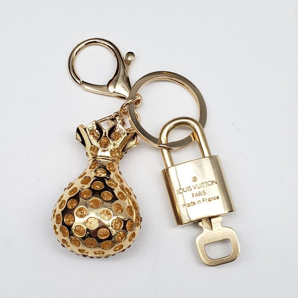 Authentic Louis Vuitton Padlock & Key Gold ✨Unbranded Bag Charm Keychain - Picture 3 of 8